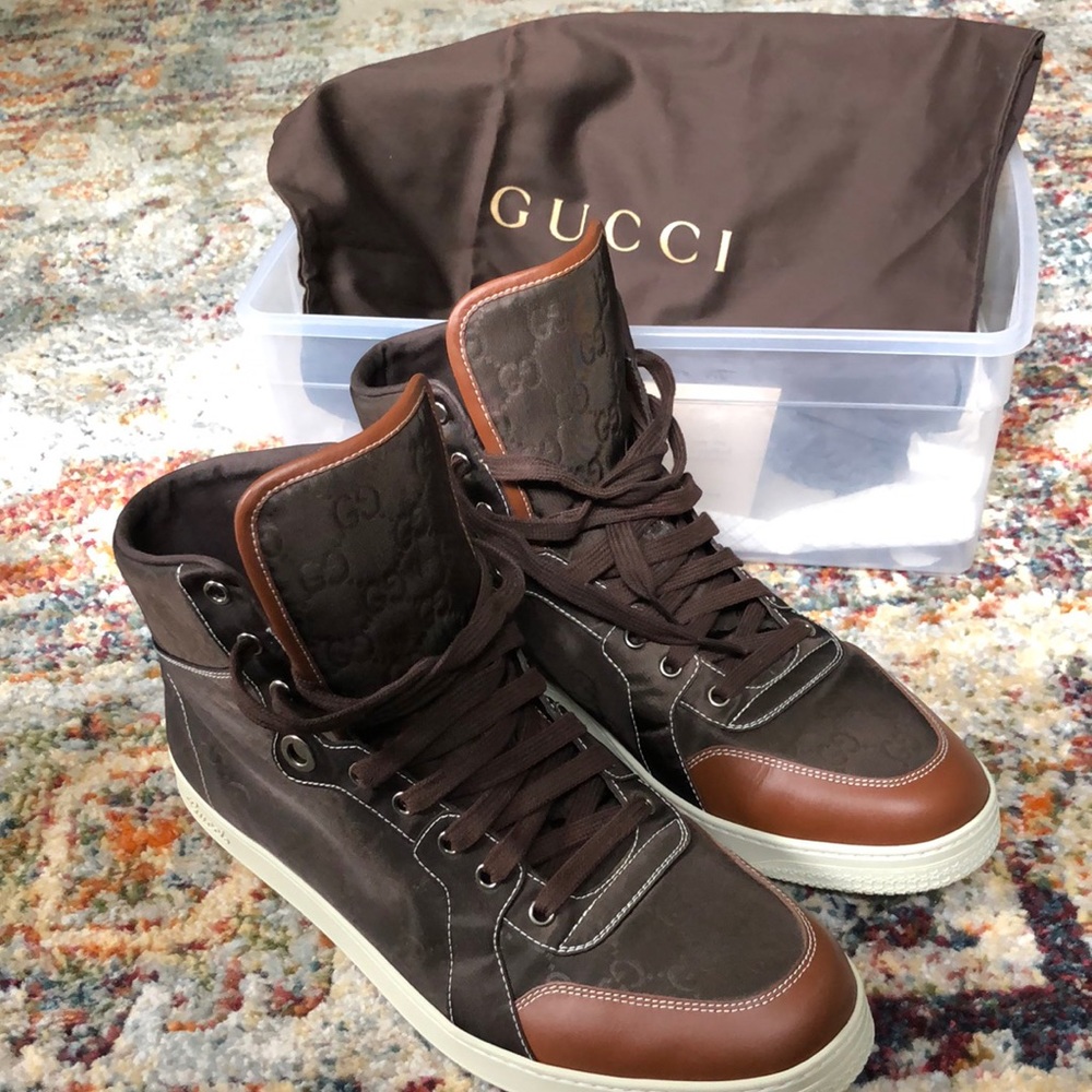 Gucci Hightops. Size 12 or 11-1/2 Gucci.  With bags and new laces.